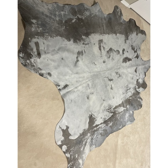 IKEA Large Cowhide Smooth Gray And Brown Suede Leather Rug 83 X 78 - Picture 2 of 5